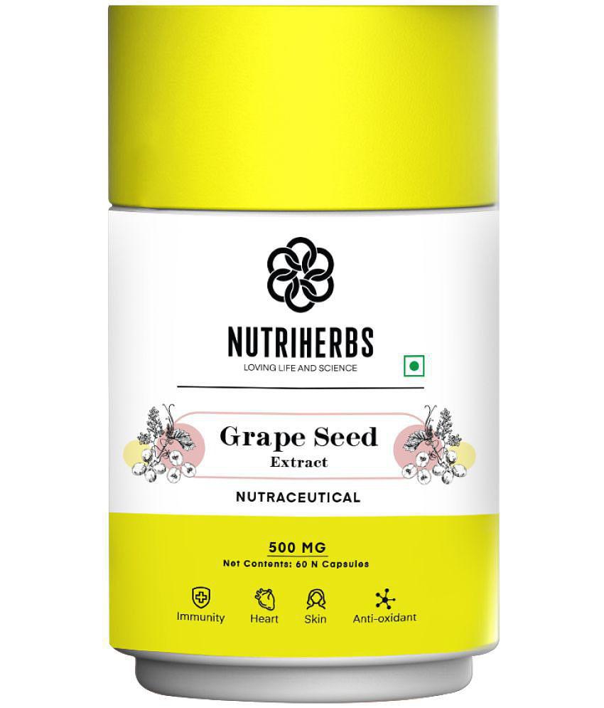 Nutriherbs Grapes Seed Extract 500mg Antioxidant Supplement - 60 Capsules | Strengthens Immunity | Promotes Healthy Skin & Hair