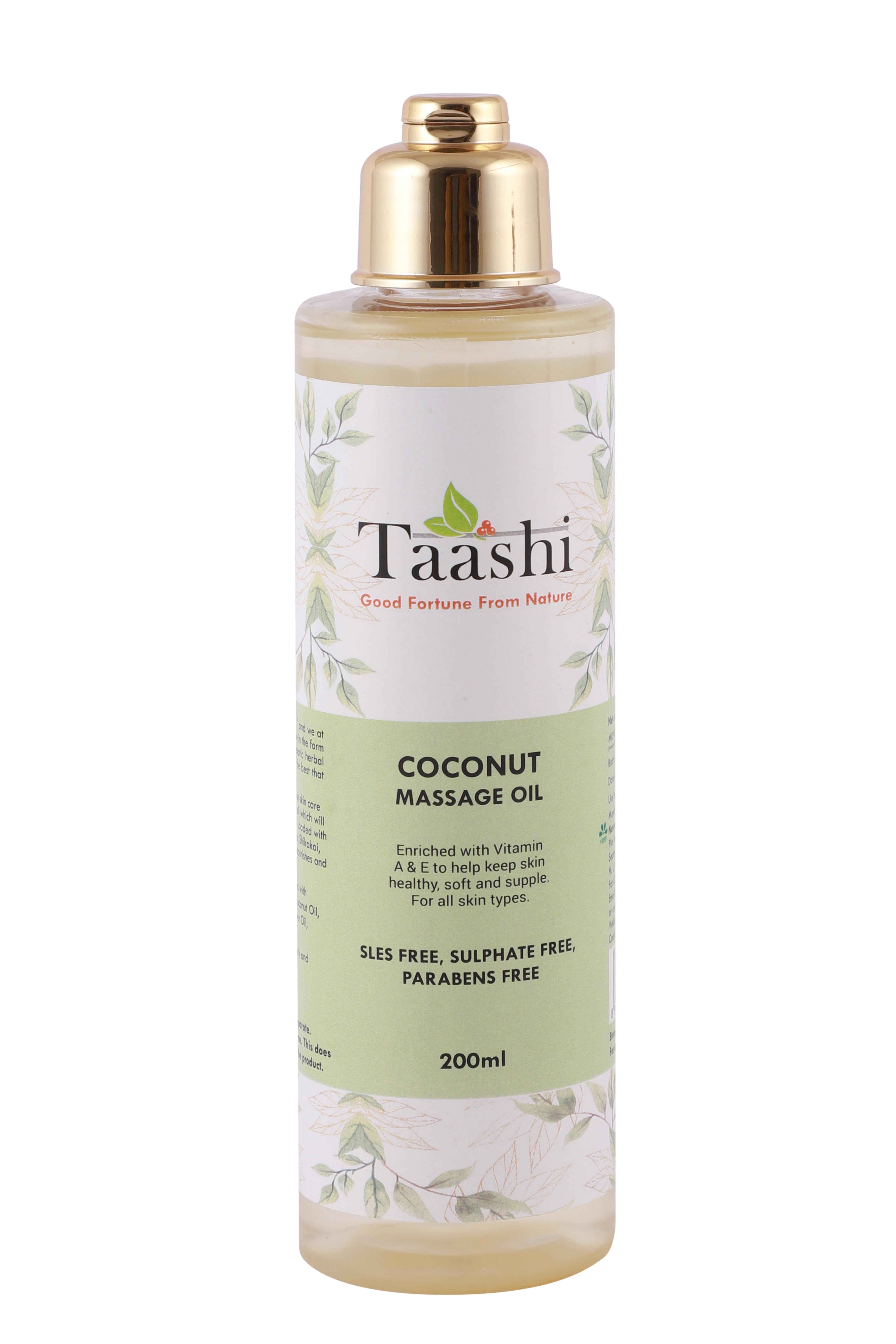 Taashi Coconut Massage Oil(200 ML) for healthy, soft and supple skin|All skin types