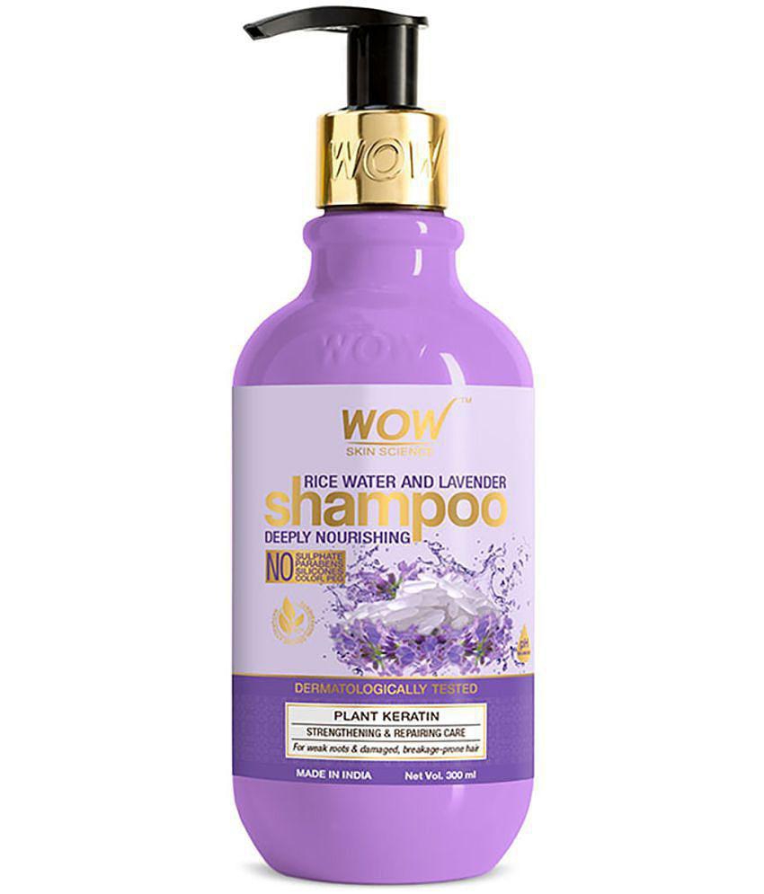 WOW Skin Science Rice Water Shampoo with Rice Water, Rice Keratin & Lavender Oil for Damaged, Dry and Frizzy Hair - 300mL