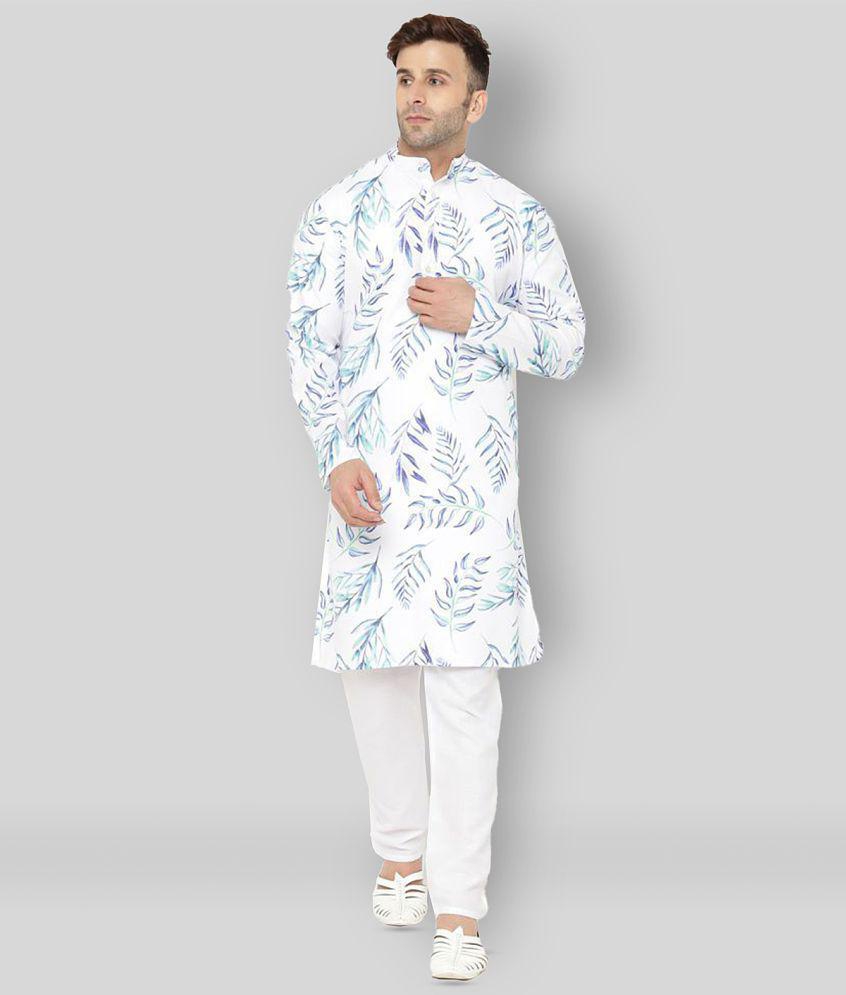 Hangup - White Silk Regular Fit Men's Kurta Pyjama Set ( Pack of 1 ) - None