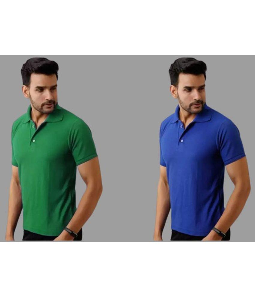 SKYRISE - Multicolor Cotton Blend Slim Fit Men's Polo T Shirt ( Pack of 2 ) - None