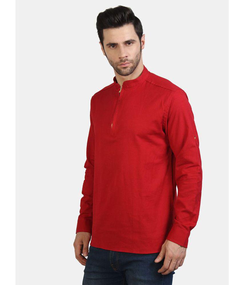 Life Roads - Maroon Cotton Men's Shirt Style Kurta ( Pack of 1 ) - None