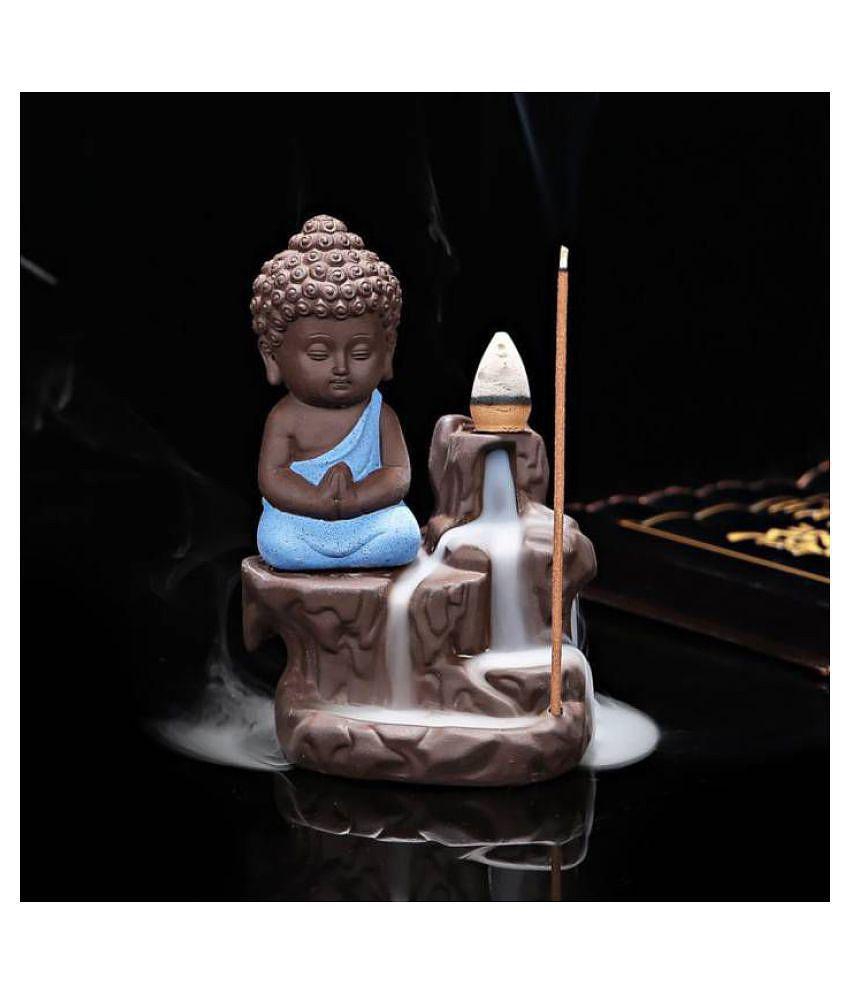 Leavess Idol Smoke Buddha Resin Buddha Idol 14 x 7 cms Pack of 1