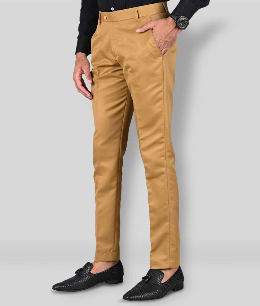 MANCREW - Khaki Polycotton Slim - Fit Men's Formal Pants ( Pack of 2 ) - None