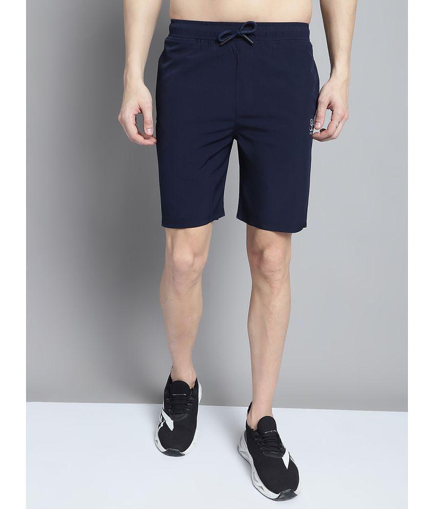 9TY3REE - Navy Blue Polyester Men's Shorts ( Pack of 1 ) - None