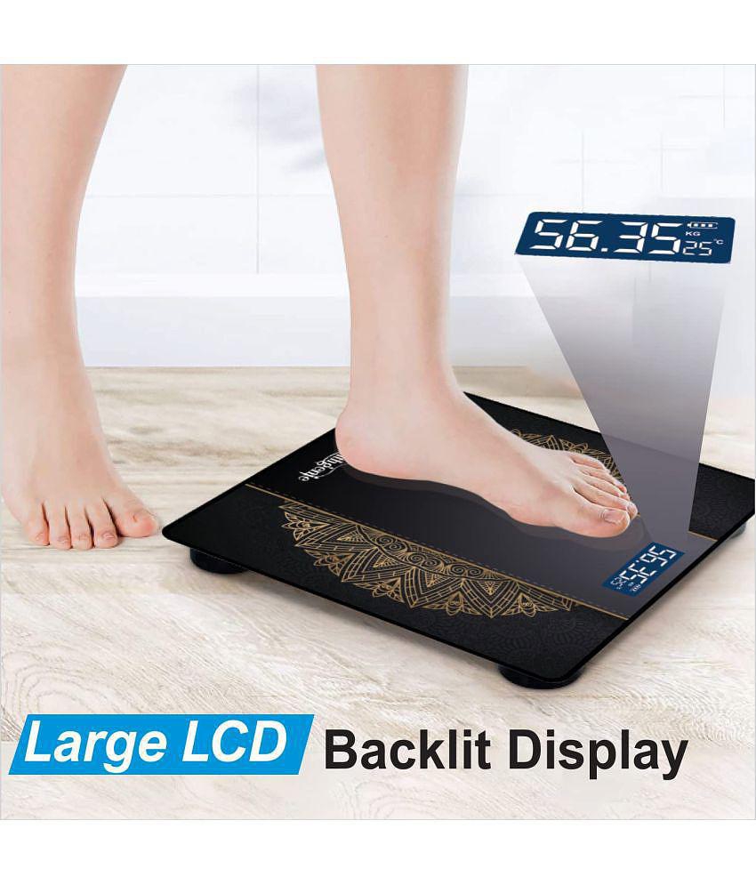 Healthgenie Digital Weight Machine Thick Tempered Glass LCD Display 93-Multicolor Weighing Scale