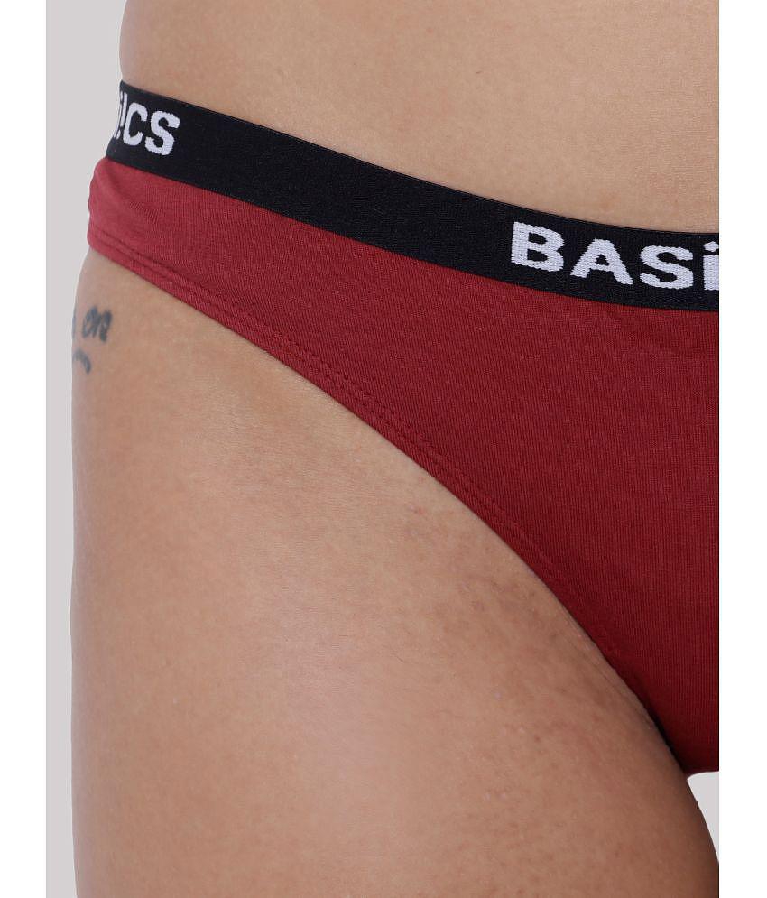 Premium Men BASIICS By La Intimo - Maroon BCPBR08 Cotton Lycra Solid Women''s Bikini ( Pack of 1