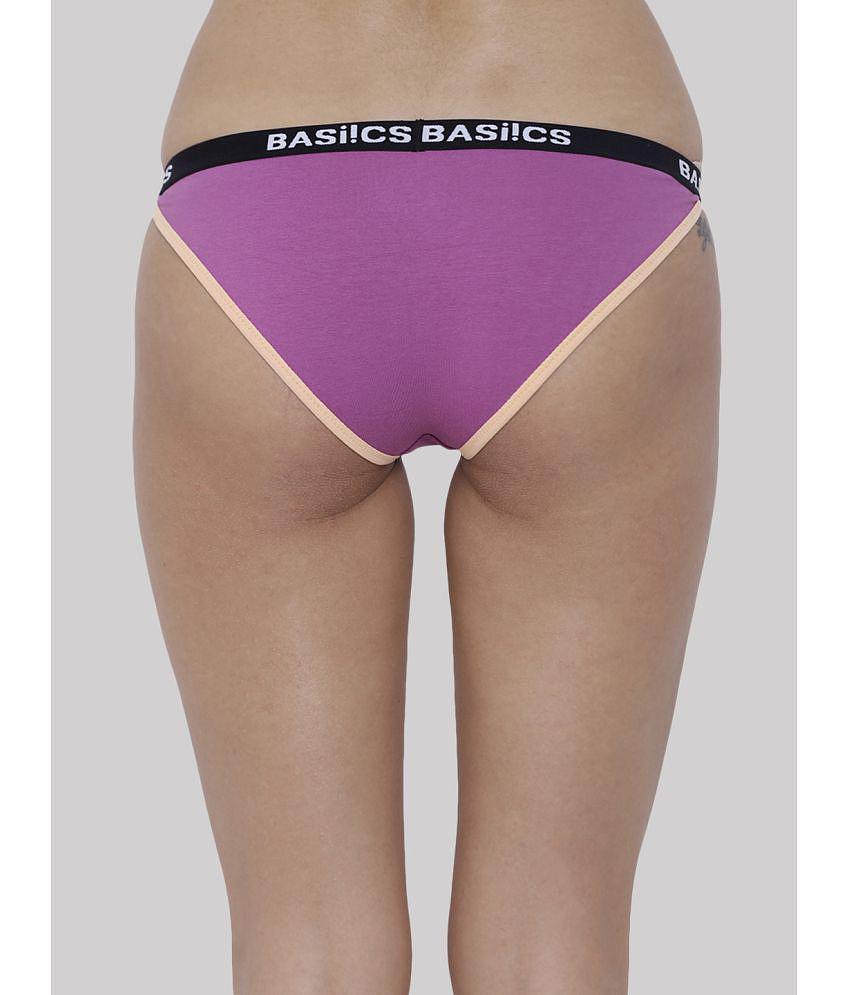 Affordable Men BASIICS By La Intimo - Purple BCPBR09 Cotton Lycra Solid Womens Bikini ( Pack of 