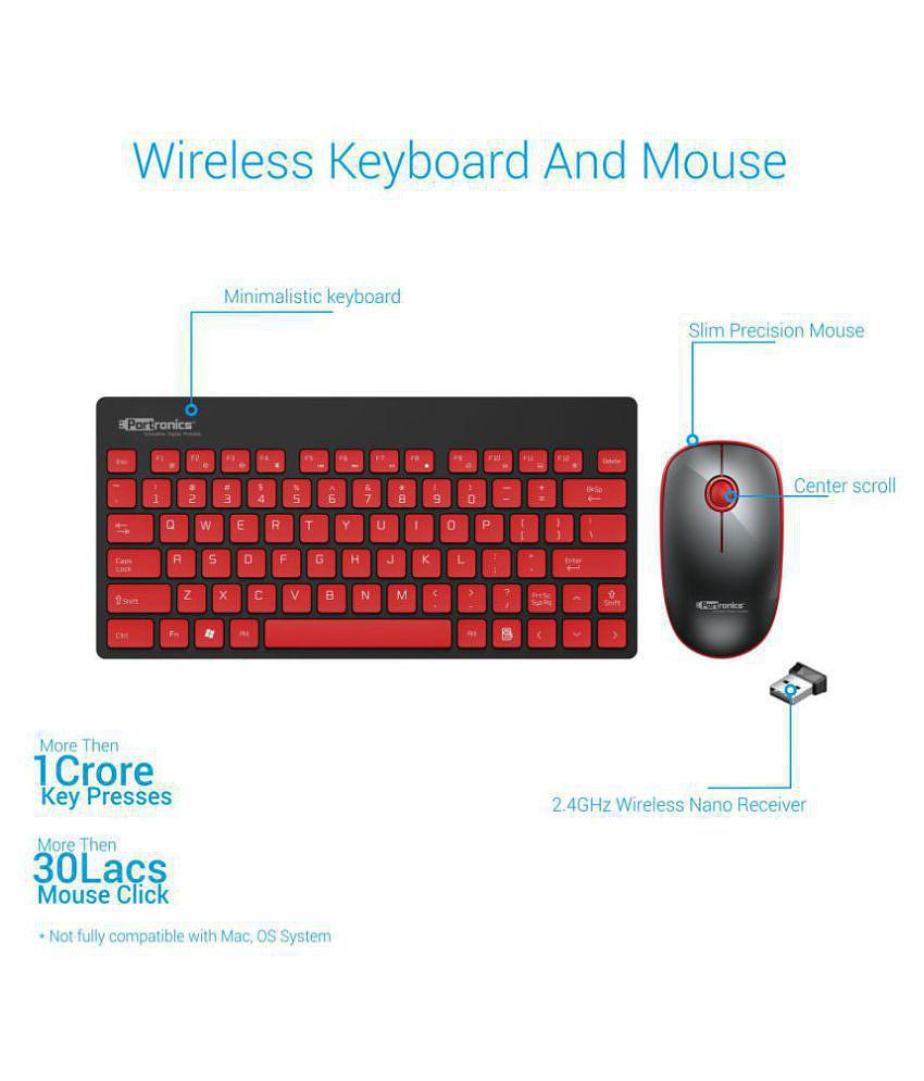 Portronics Key 2 Combo:Multimedia Wireless Keyboard & Mouse ,Black (POR 372)