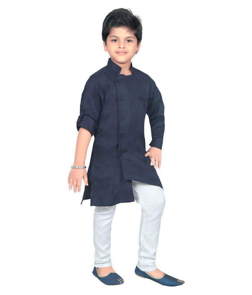 Ahhaaaa Kids Ethnic Wear Indo Western Kurta and Pyjama Set for Boys - None