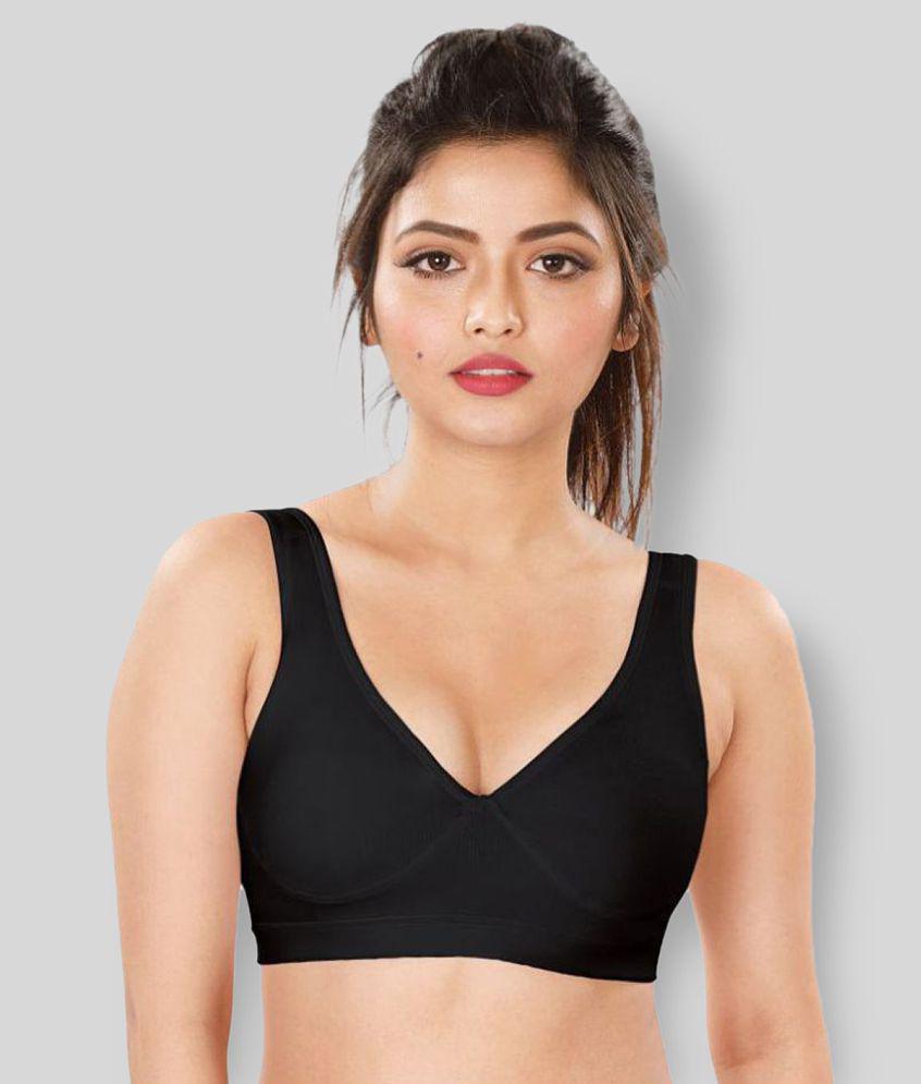 Dermawear - Black Poly Cotton Lightly Padded Women's Sports Bra ( Pack of 1 ) - 38B