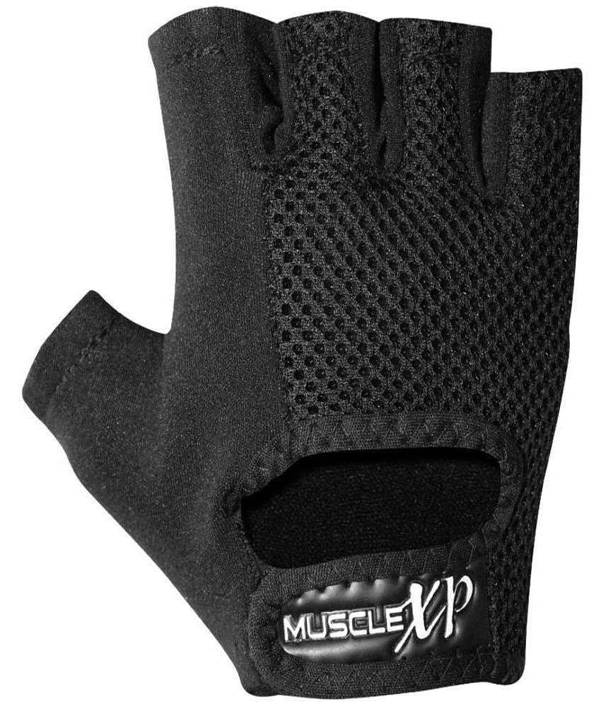 MuscleXP - Black Gym Gloves ( 1 Pair ) - One Size