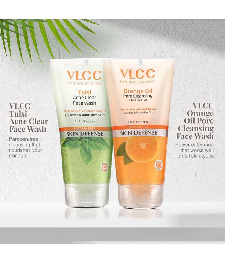 VLCC Tulsi Acne Clear Face Wash with FREE Orange Oil Pore Cleansing Face Wash 300 ml ( Pack of 2 )