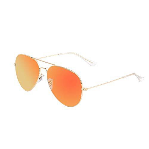 Bio-th Unisex Polarized Aviator Sunglasses with UV Protection and Metal Mirror Frame