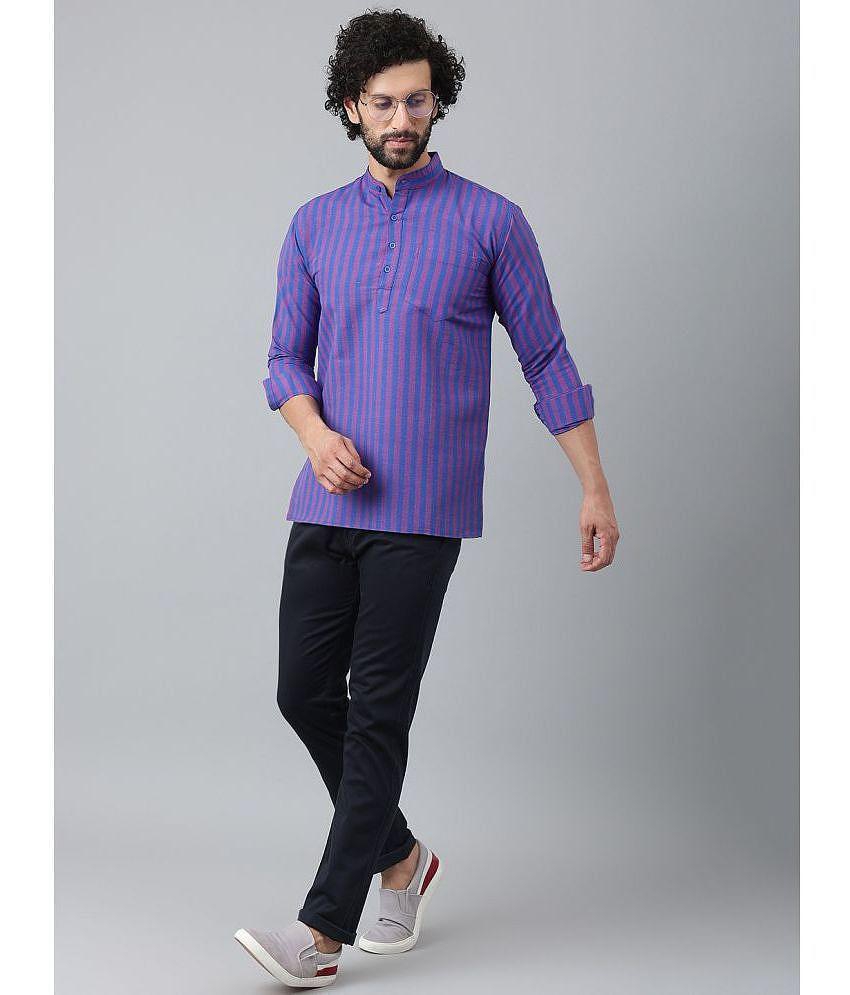 KLOSET By RIAG - Purple Cotton Men's Shirt Style Kurta ( Pack of 1 ) - None