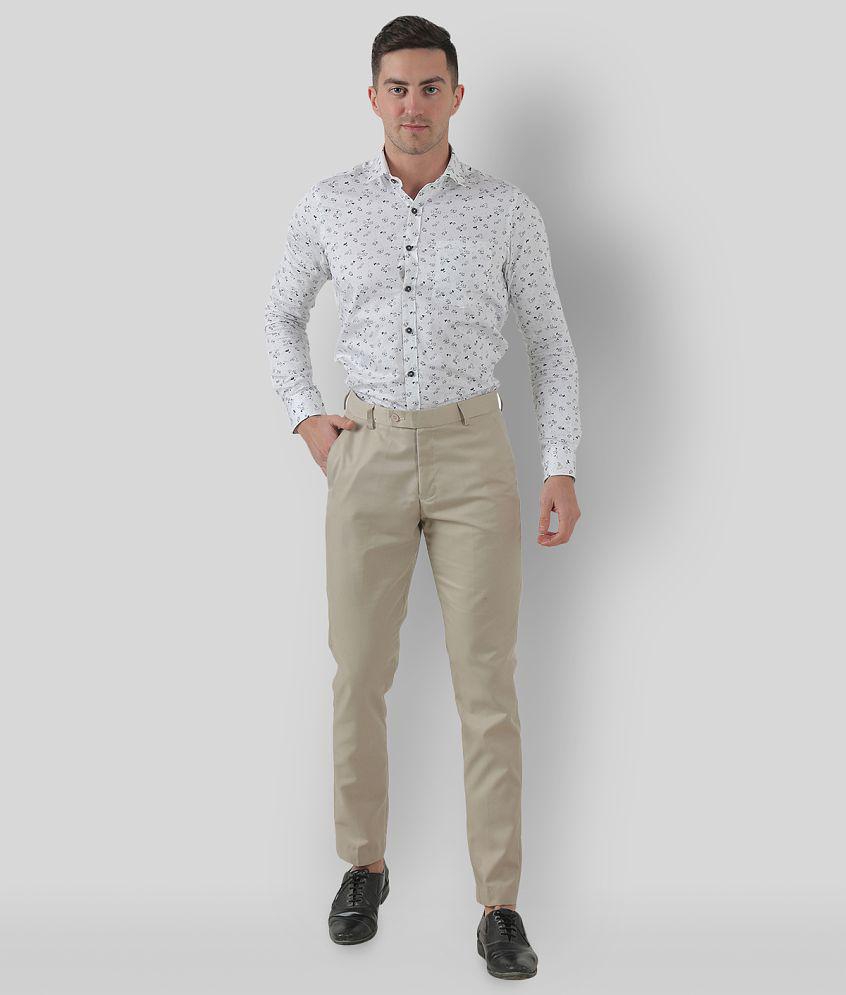 Inspire Clothing Inspiration - Beige Polycotton Slim - Fit Men's Formal Pants ( Pack of 1 ) - None