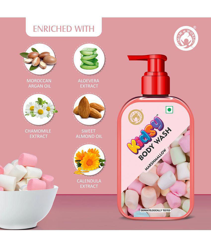 Mom & World Kidsy Marshmallow Body Wash No Tears, No SLS For KIDS, Dermatologically Tested, pH Balanced, 240 ml