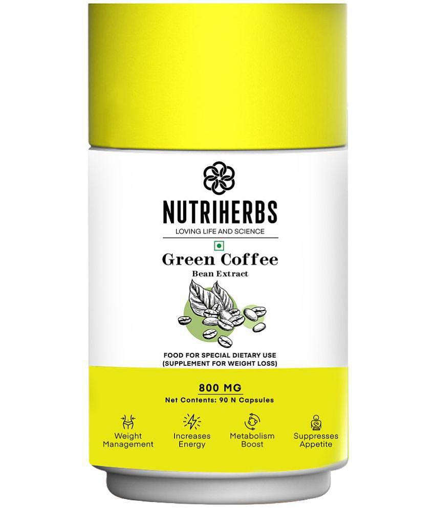 Nutriherbs Green Coffee Bean Herbs Natural Weight Loss Supplement 800Mg (50% Cga) - 90 Capsules Pack Of 1