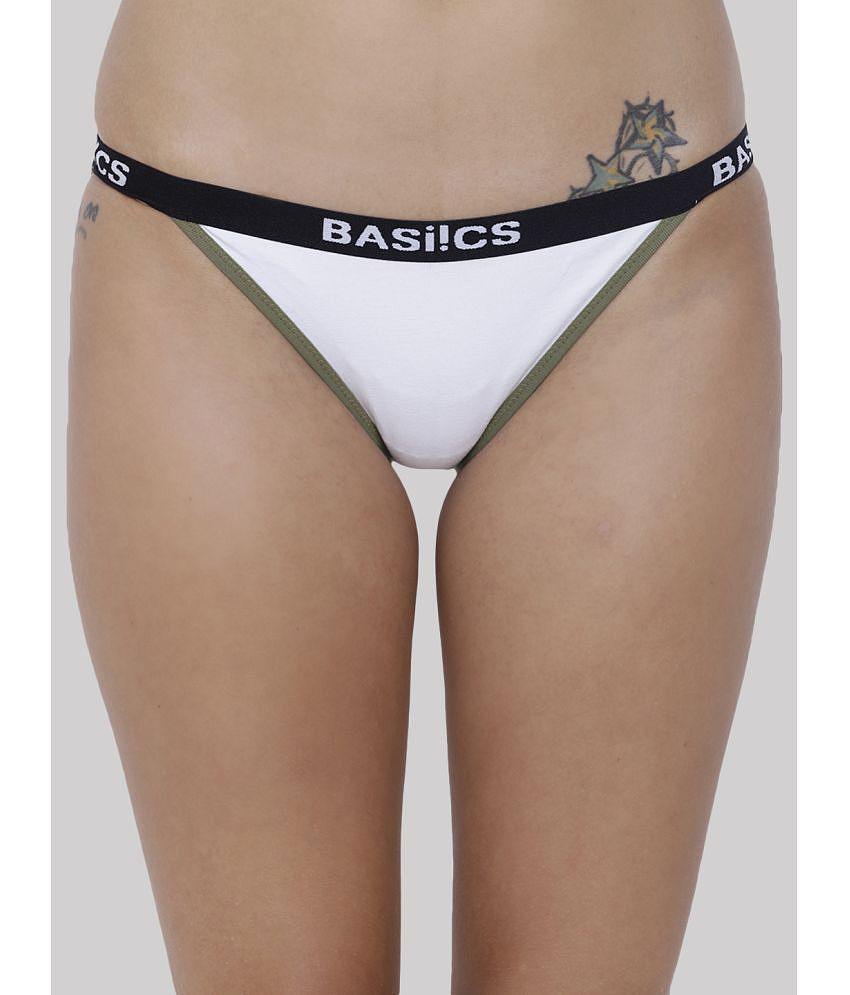 Chic Men BASIICS By La Intimo - White BCPBR09 Cotton Lycra Solid Womens Bikini ( Pack of 1 ) - N