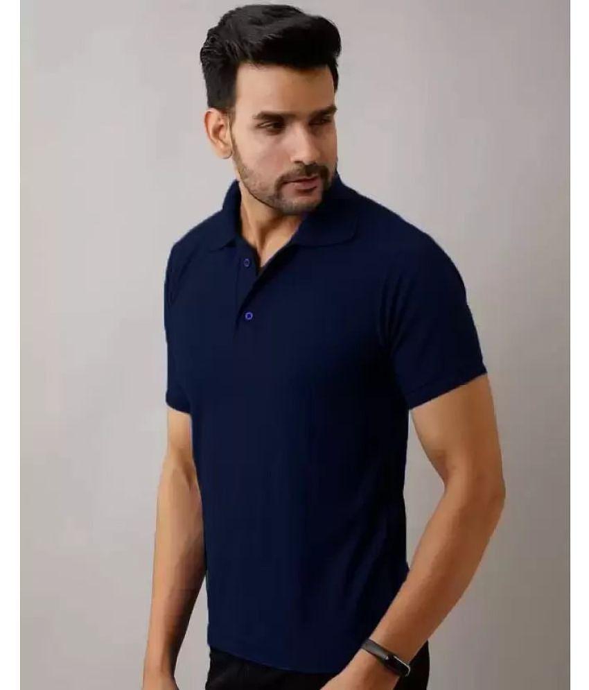 Exclusive Men SKYRISE - Navy Cotton Blend Slim Fit Men's Polo T Shirt ( Pack of 1 ) - None 2025 