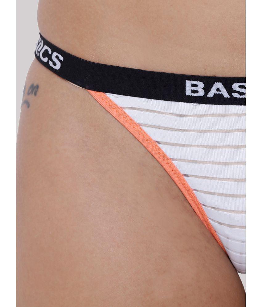 Chic Men BASIICS By La Intimo - White BCPTH01 Polyester Striped Womens Crotchless ( Pack of 1 ) 
