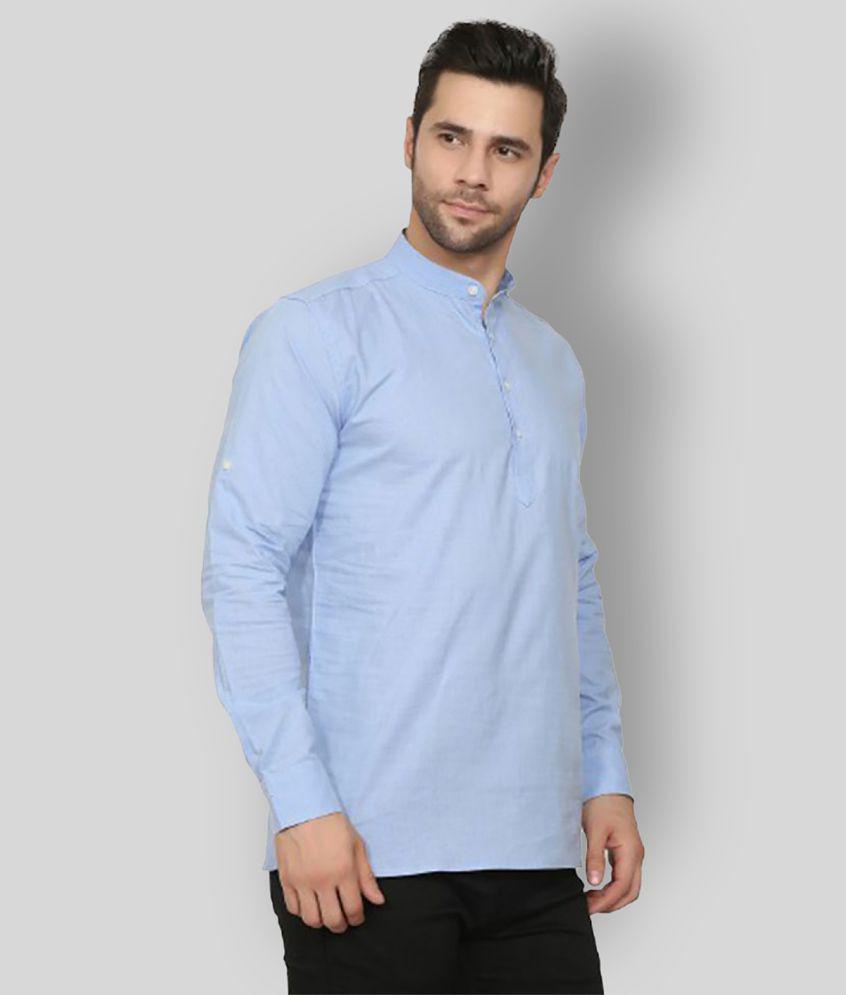 Springberry - Blue 100 percent Cotton Men's Shirt Style Kurta ( Pack of 1 ) - None