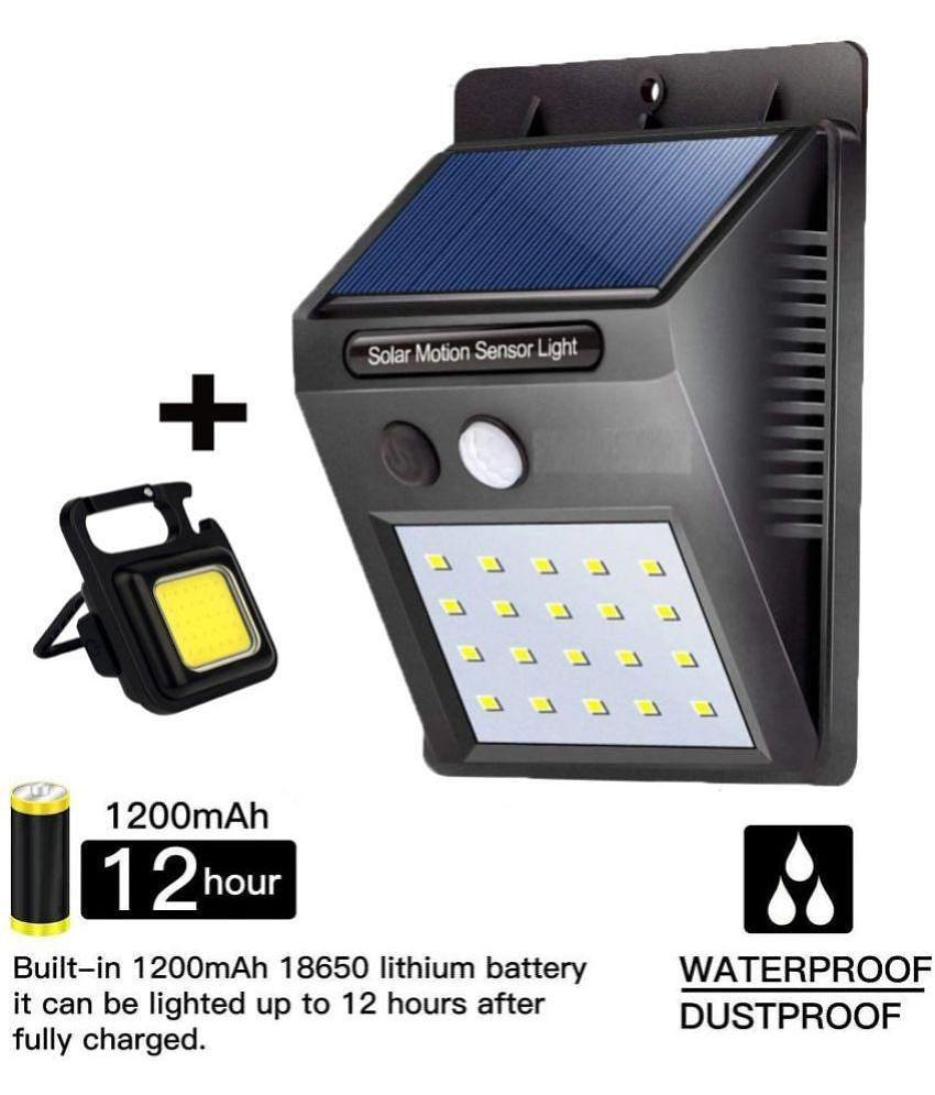 Solar Light,20 LED Bright, + KEYCHAIN FLASHLIGHT (COMBO) - Black