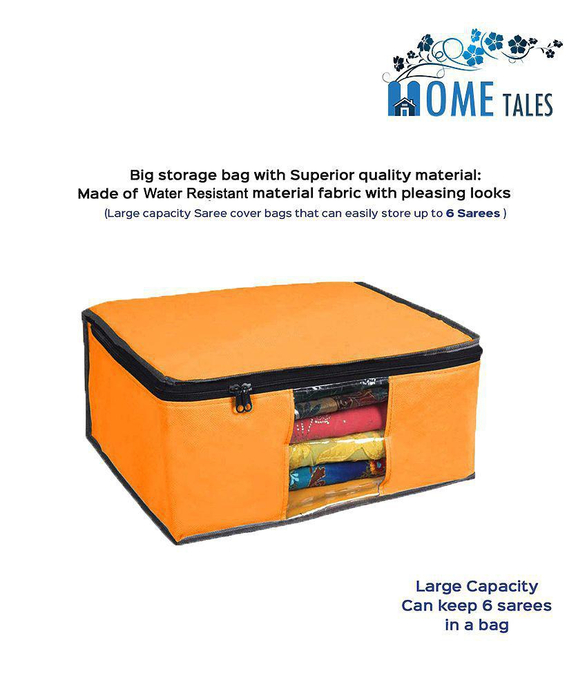 HOMETALES Saree Cover / Cloth Storage & Organizer with Transparent Window,Yellow (9U)