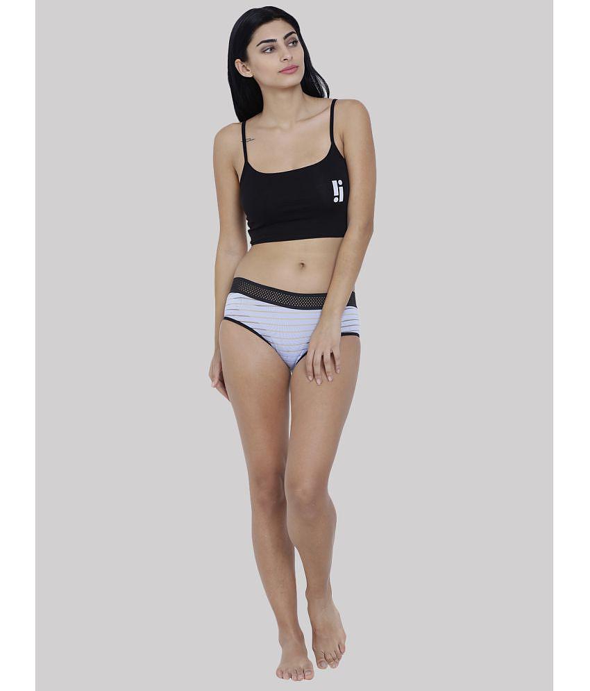 Top Men BASIICS By La Intimo - Light Blue BCPBR01 Polyester Striped Womens Briefs ( Pack of 1 ) 