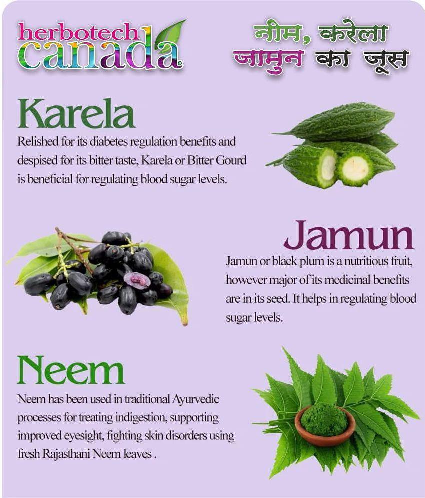 Herbotech Canada Neem Karela Jamun Juice, Promotes Healthy SUGAR Levels | Good for Metabolic & Digestive Health | Ayurvedic Health Juice For Immunity Boosting