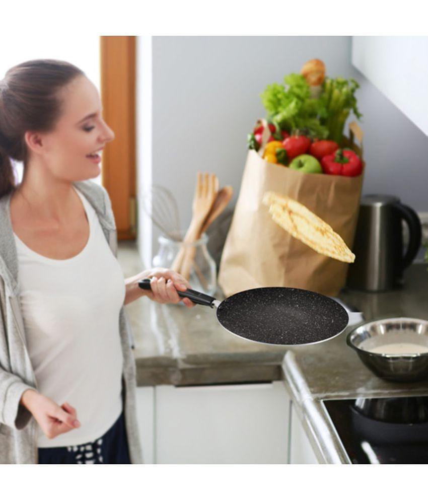 Milton Pro Cook Granito Induction Non-Stick Concave Tawa, 28 cm, Black