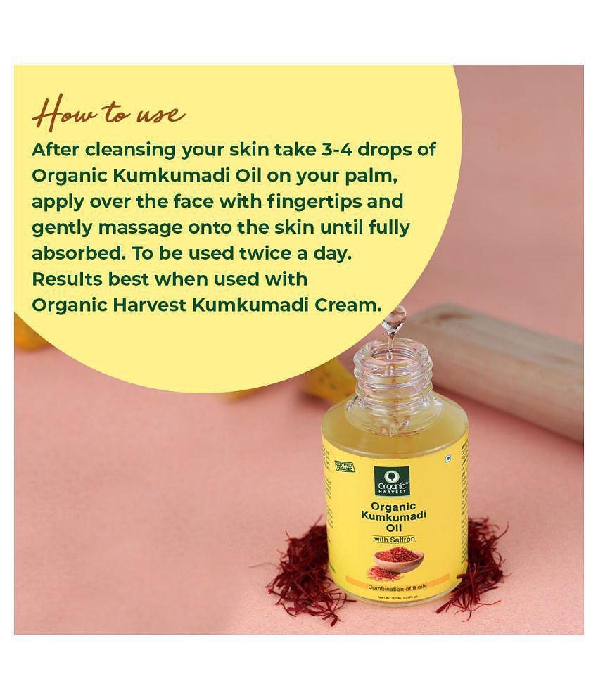 Organic Harvest Kumkumadi Tailam Face Oil with Saffron for glowing Skin, Moisturizer, Improving Texture - 30ml