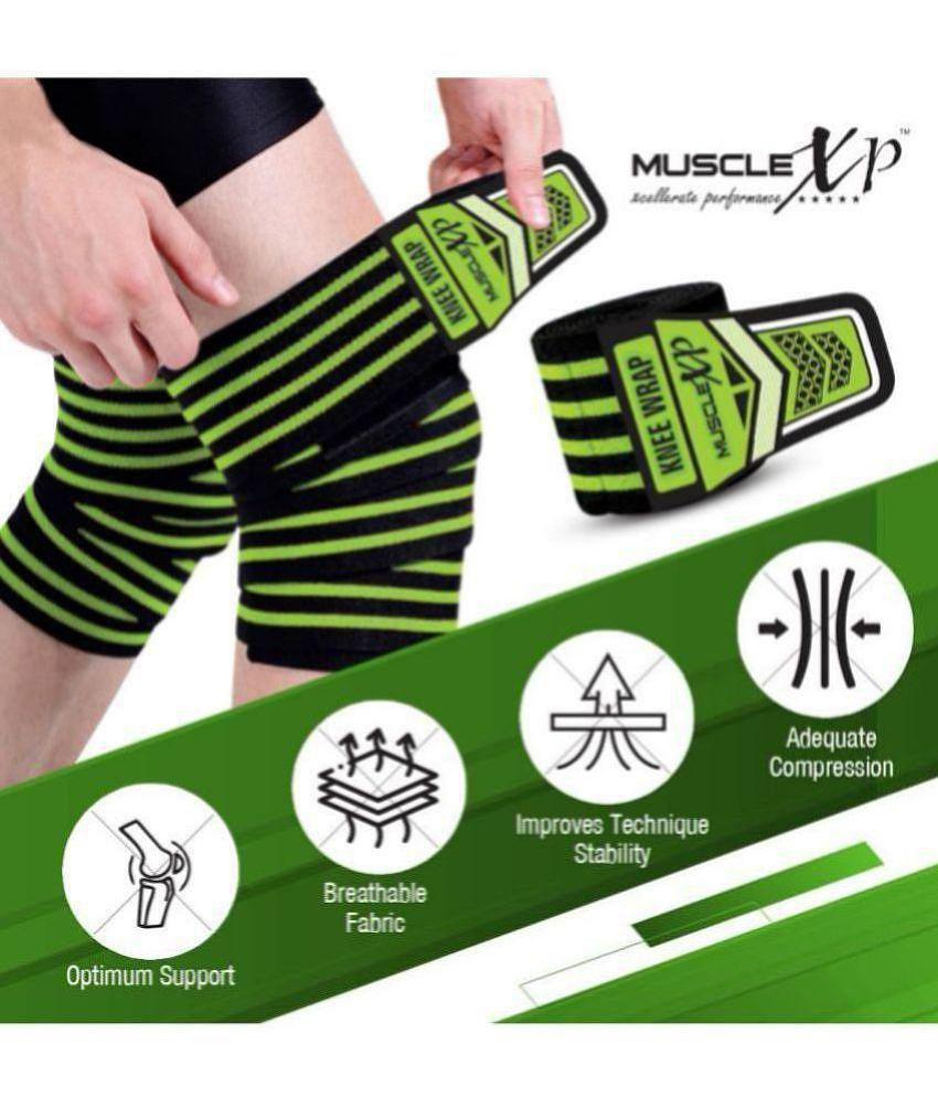 MuscleXP - Black Fiber Knee Wrap ( 1 Pair ) - One Size