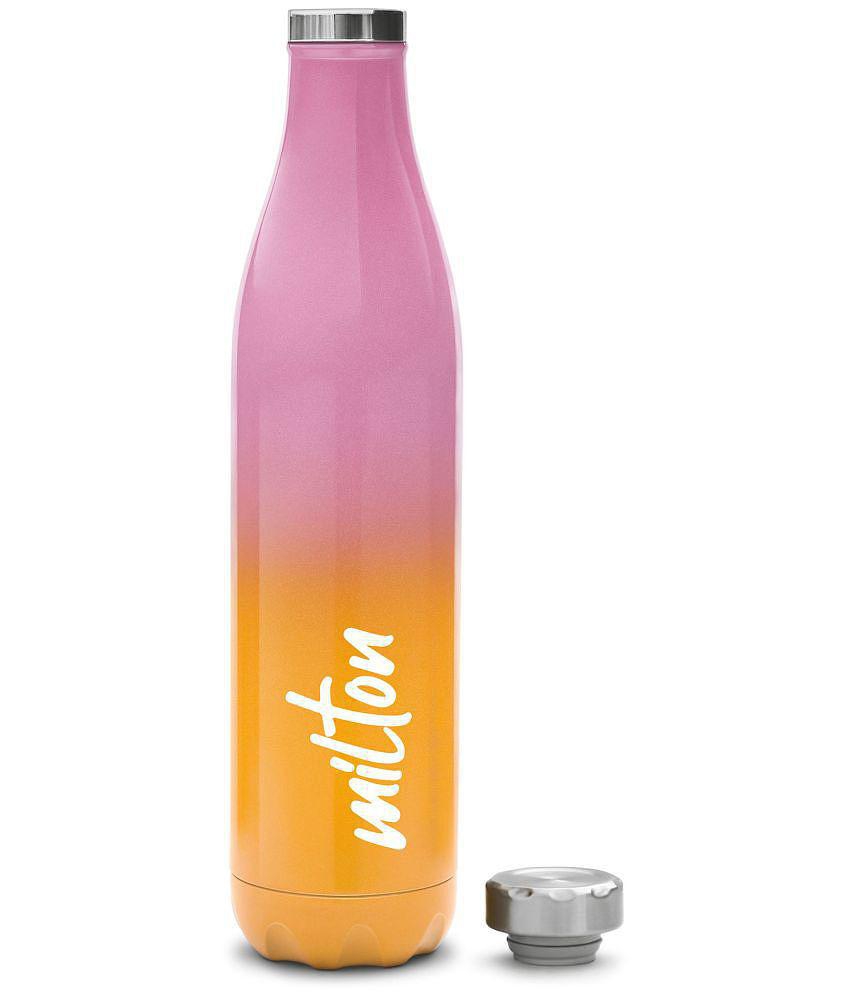 Milton Prudent 1100 Thermosteel 24 Hours Hot and Cold Water Bottle, 1200 ml, Pink Orange - Pink Orange