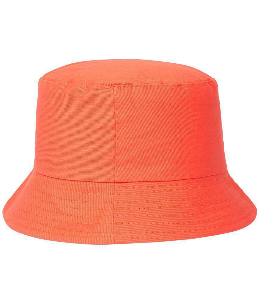 Exclusive Men Zacharias Girl's Cotton Solid Fishermen Bucket Hat Orange (Pack of 1) (8-14 Years)