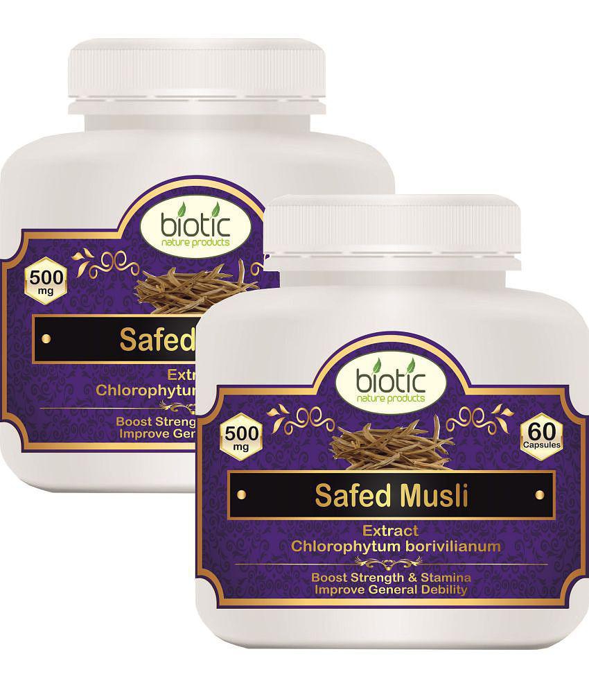 Biotic Safed Musli Capsules (Chlorophytum Borivilianum) Capsule 120 no.s Pack of 2