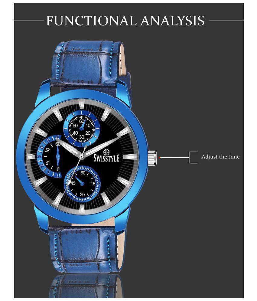 Swisstyle - Blue Leather Analog Men's Watch