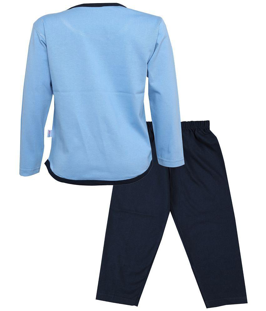 Premium Men CATCUB Boys & Girls Cotton Printed Clothing Set(CC-153-0-1; Blue; 6-12 Months) - Non