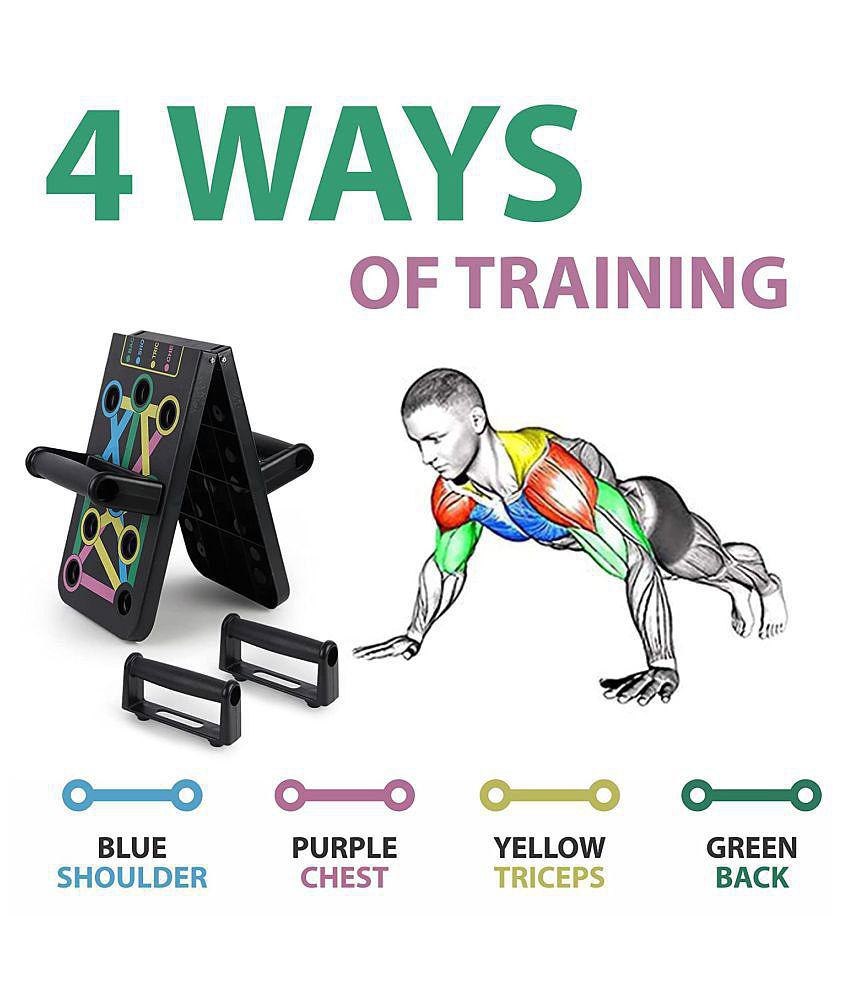 Push Up Board -with 14-in-one Muscle Toning System, Multifunctional Colour Coded Foldable Push up Board for Body Muscle Training - Multi Color