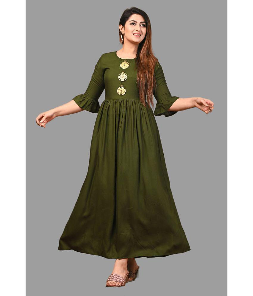 Exclusive Men Frionkandy - Green Rayon Women's Gown ( Pack of 1 ) - None 2025 at ShopCircuit | O