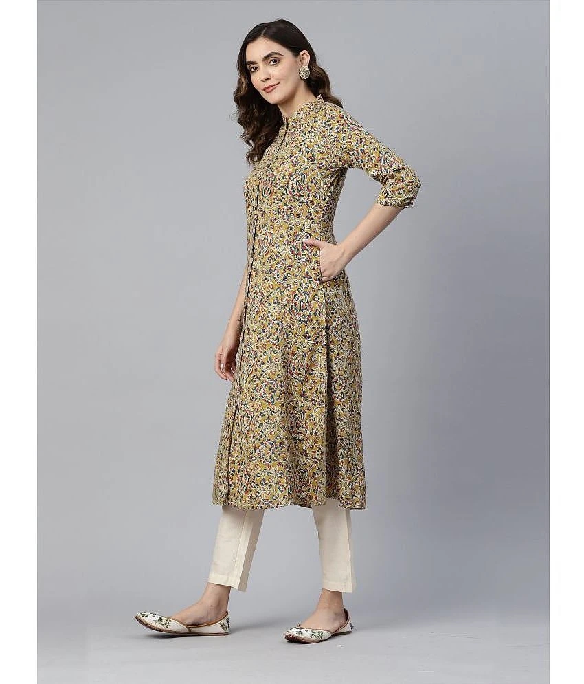 Buy Online Plo Vbuyz - Yellow Cotton Womens Front Slit Kurti ( Pack of 1 ) - None