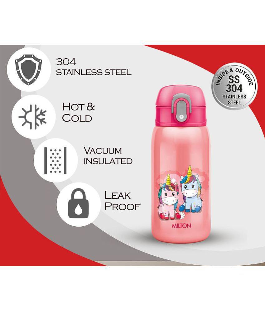 Milton Jolly 375 Thermosteel Sipper Water Bottle for Kids, 300 ml, Pink - Pink