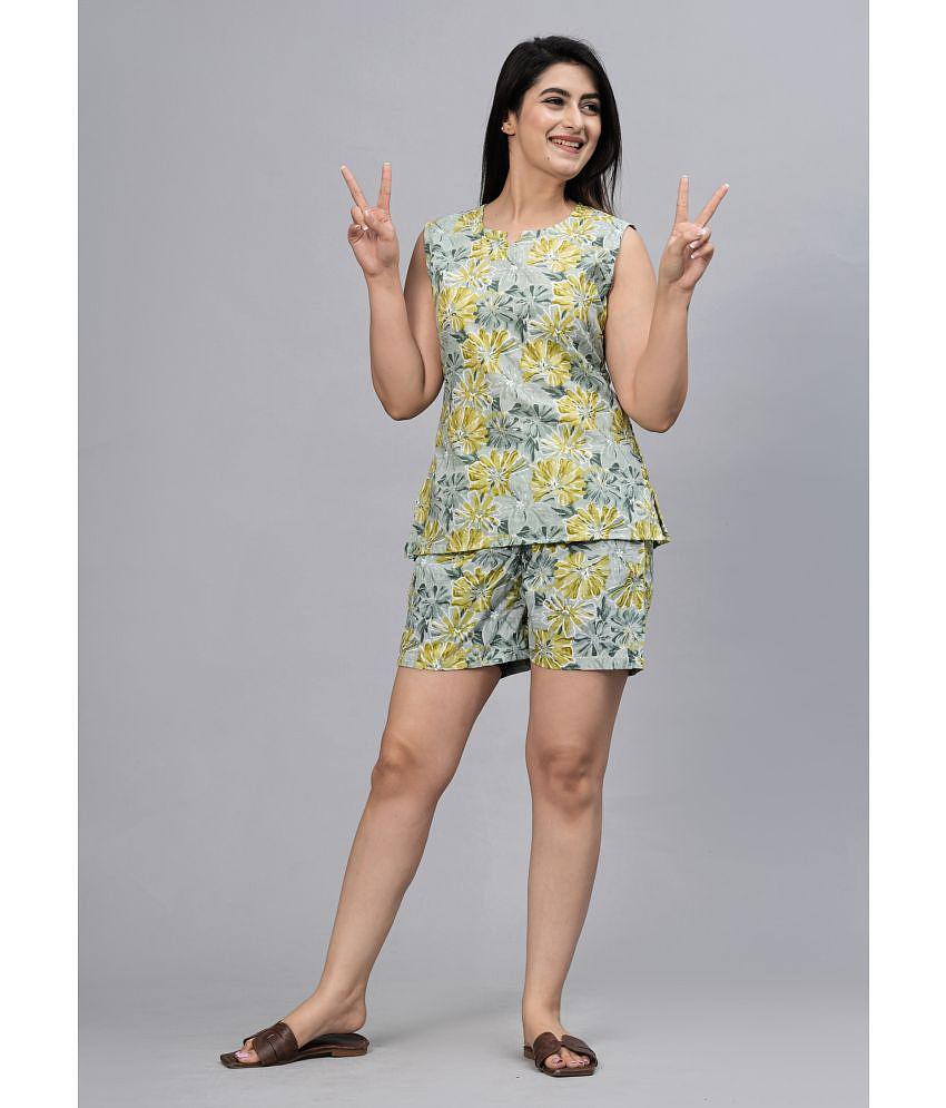 Premium Men Frionkandy Green Cotton Womens Nightwear Nightsuit Sets ( Pack of 1 ) - None 2025 at
