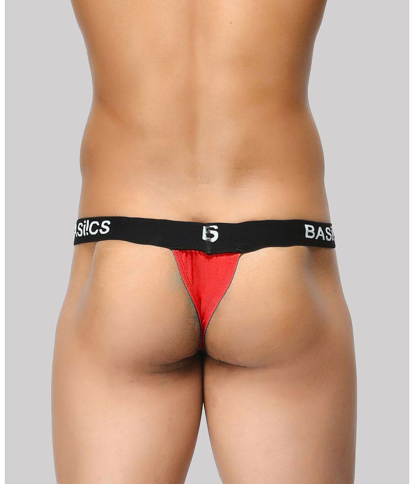 Elegant Men BASIICS By La Intimo - Red BCSTH01 Spandex Mens Thongs ( Pack of 1 ) - None 2025 at 