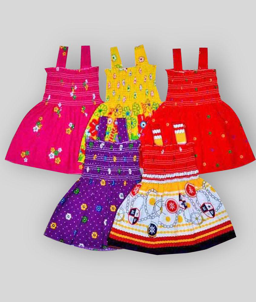 Sathiyas - Multi Cotton Baby Girl Frock ( Pack of 5 ) - 18-24 M