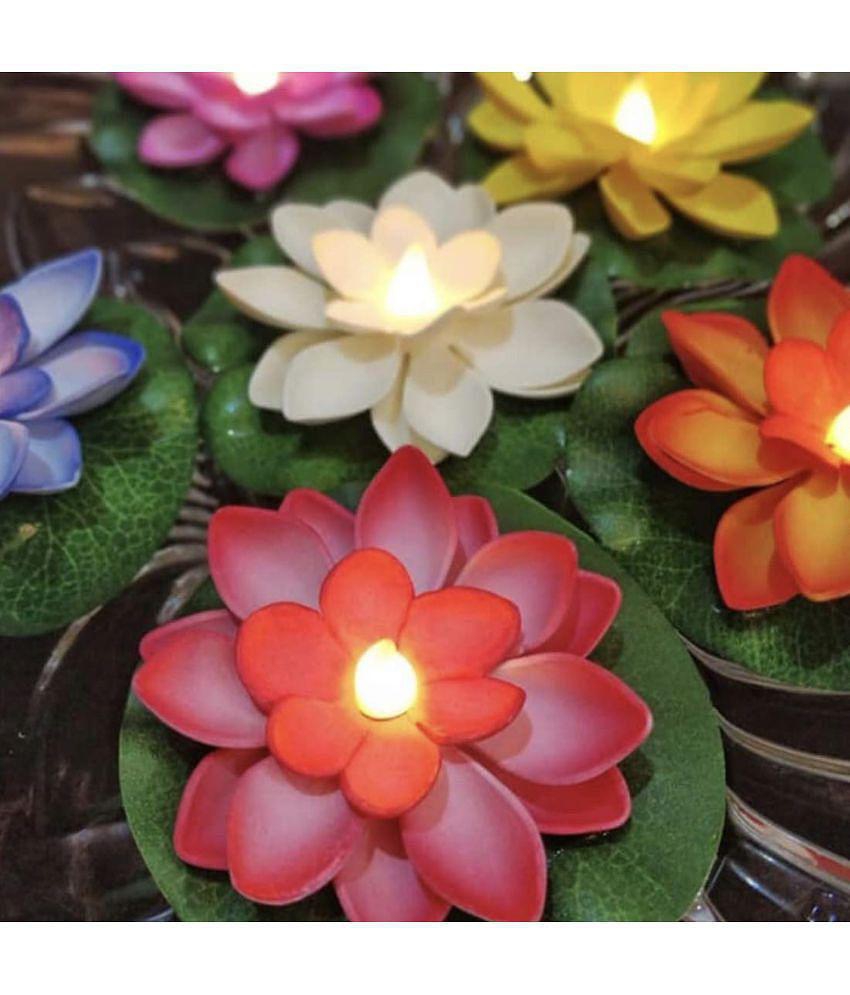 THRIFTKART 2pc led floting lotus LED Candle - Pack of 2