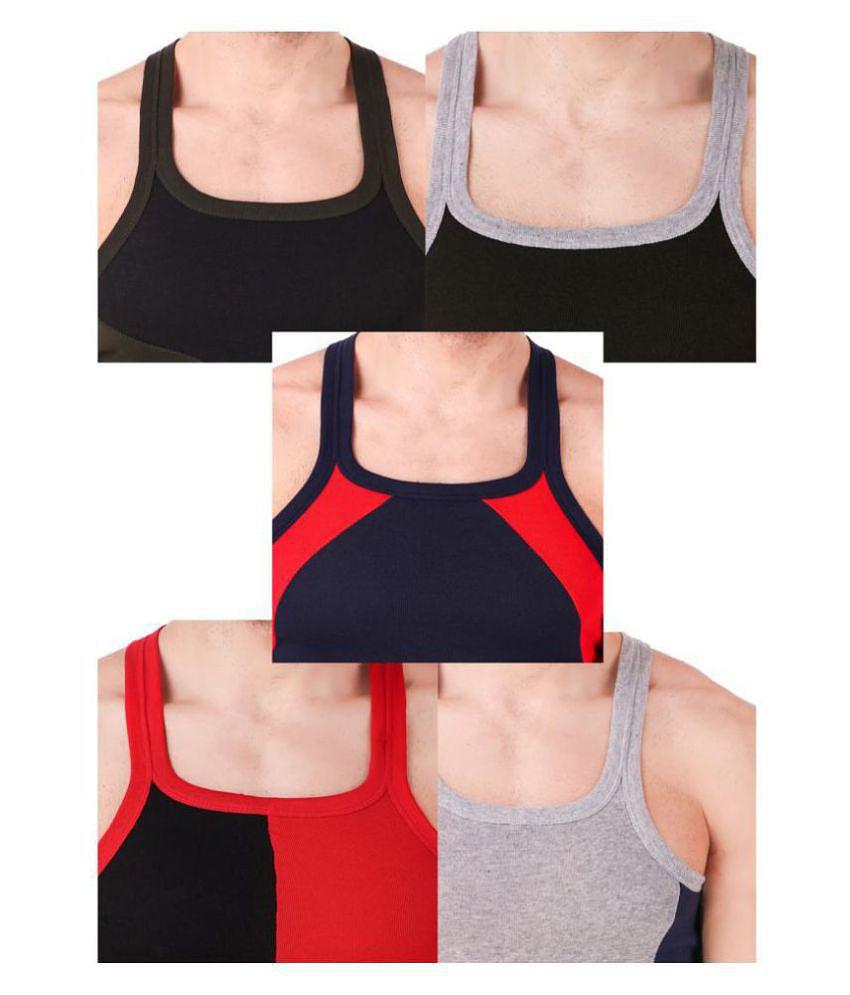 HAP Multi Sleeveless Vests Pack of 5 - L