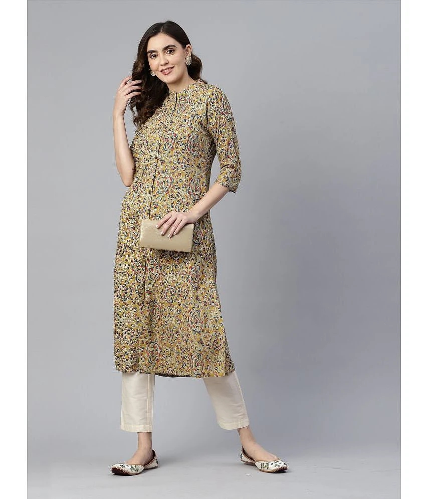 Buy Online Plo Vbuyz - Yellow Cotton Womens Front Slit Kurti ( Pack of 1 ) - None