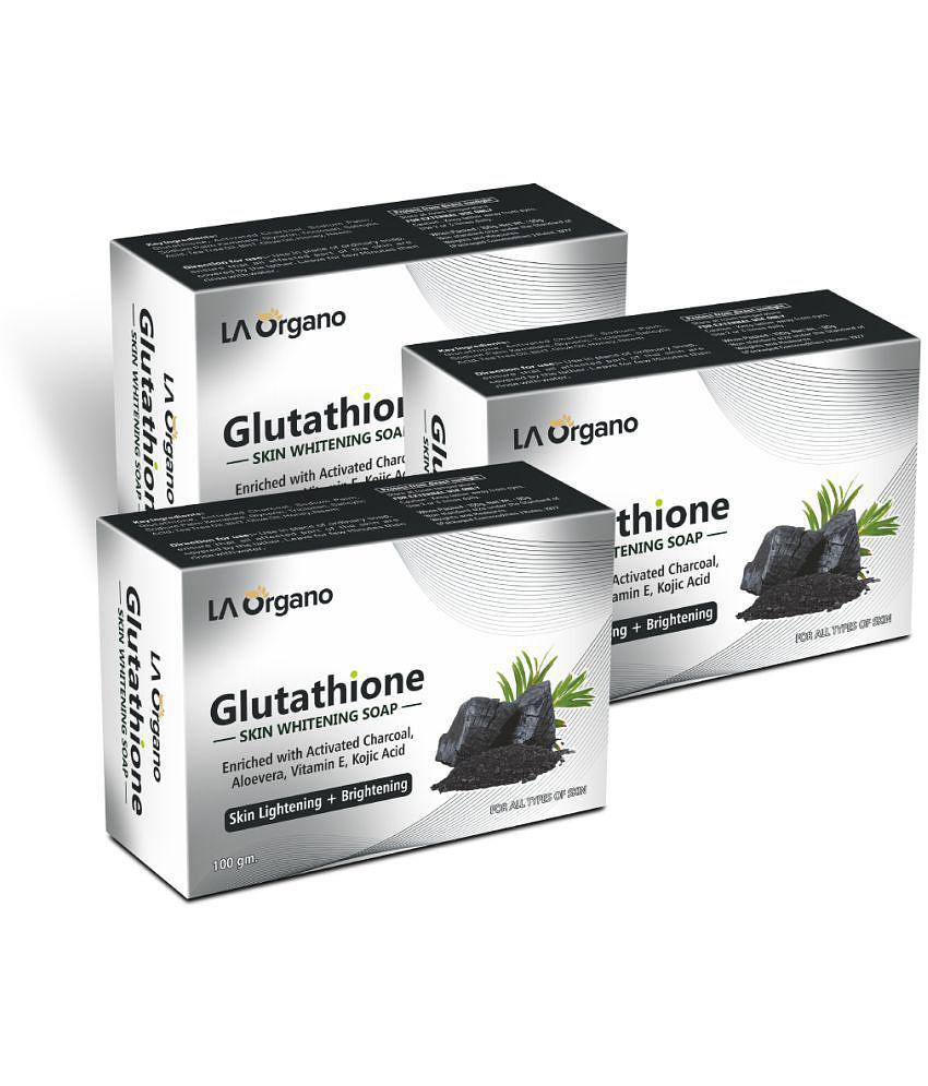 LA ORGANO Glutathione Charcoal Skin Lightening & Brightening Bathing Soap 300 g Pack of 3