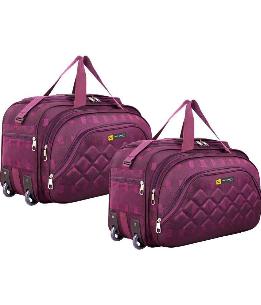 Waycraft - 55 Ltrs Purple Polyester Duffle Trolley - L